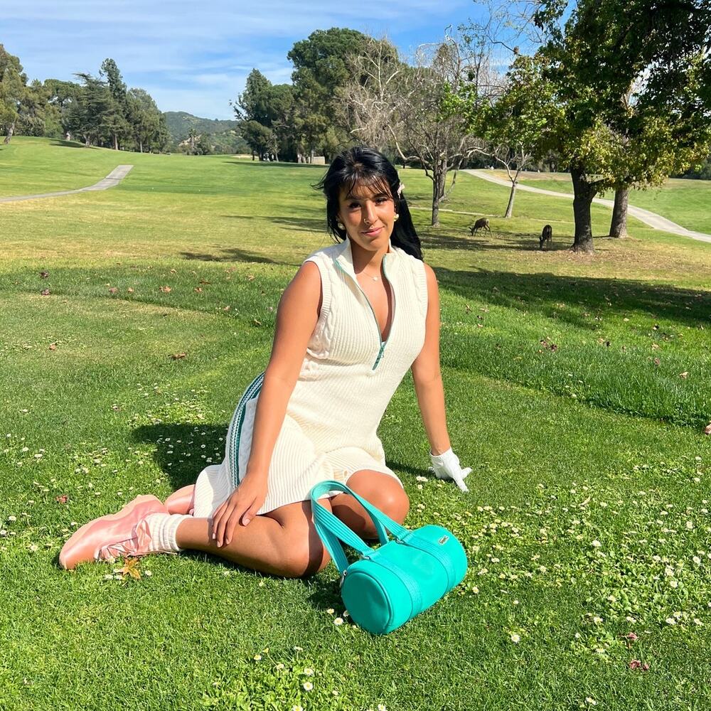 Preppy Knit Golf Dress Cable Knit Tennis Country Club White Green Large